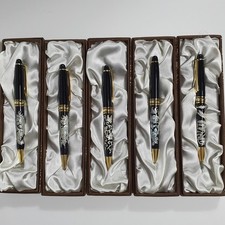 Mother of Pearl Ballpoint Pen Set 5pcs Korean Handmade Twist Luxury Gift Boxed picture