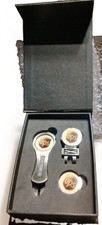 UPS Golf Divot Tool & Magnetic Ball Marker Gold Tone Metal Vintage Rare 3 Pc NOS picture