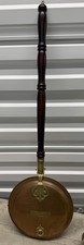 Vintage Claridges Hotel London Copper Bed Warmer Brass Wood Handle Large picture