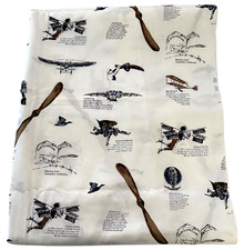 Vintage Aviation Aviator Airplane Print Fabric Lightweight Cotton 2 5/8 Yds 45