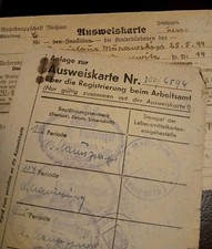 Ausweiskarte (German Identity Card)  WWII WW2, Labor Card, Lot of 2 picture