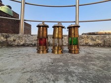 Antique Brass Oil Lamp – Nautical Ship Lantern, Maritime Vintage Lighting 3-Unit picture