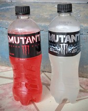 RARE 2017 MONSTER ENERGY DRINK MUTANT RED + WHITE SET OF 2 FULL SEALED BOTTLES picture