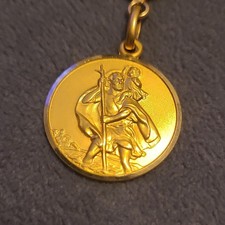 Vintage '60s Italian 18K Solid Gold St. Christopher Automotive KeychainFob 18.3g picture