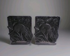 Vintage Metzke Designs Pewter Rabbit Bookends Set of 2 Nursery Woodland Stamped picture