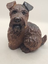 Scottie dog wood carved figurine. Vintage and very textured.  picture