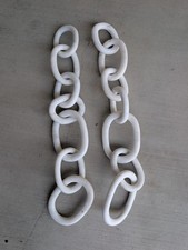Pair Vintage Hand Carved White Marble Chain Link Sculptures 28