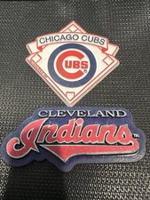 VINTAGE MLB CHICAGO CUBS & CLEVELAND INDIANS RUBBER STANDINGS BOARD MAGNETS picture