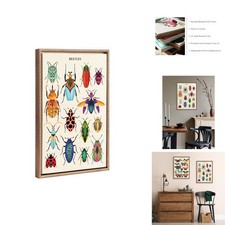 Kate and Laurel Sylvie Beaded Beetles Vintage Framed Canvas 18x24 Gold Wall Art picture