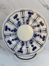 Antique BWM Co Satsuma Plate CAULDON England Blue White Scalloped Victorian picture