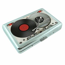 Retro Record Vinyl Image S2 Silver Metal Cigarette Case Wallet picture