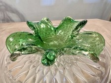 Vintage 1950s Mid Century Modern Murano Italy Deep Emerald Green Bullicante picture