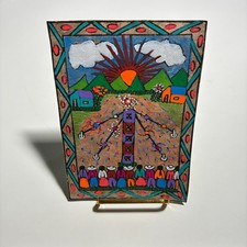 Mexican Folk Art Acrylic Painting on Amate Bark Paper 5x7