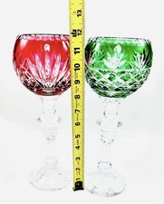 Bohemian Pair of  Tall Glass Candle Holder picture