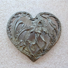 Vtg 1989 Rawcliffe Pewter Heart Shaped Floral Potpourri Lid/Cover By Davis/Brown picture