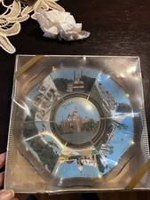 Vintage 1960s Disneyland Lands Scalloped Glass Dish Original Box picture