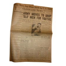 1942 Cleveland News WWII Newspaper October 14 Navy Headlines Vintage picture