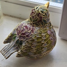 RARE VINTAGE CLOISONNE NYCO ENAMELED METAL GOLDTONE ORNAMENTAL FIGURINE picture