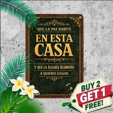 Dios Bendiga Este Hogar Spanish Christian House Blessing Metal Tin Sign 8x12 picture