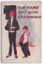 Antique Comic Postcard Our Figures Don't Quite Correspond Tall Slim Short Stout picture
