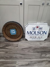 2 Molson Canadian Beer Signs Vintage Barrel Bar Sign Man Cave Canada Tavern  picture