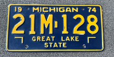 VERY RARE 1974 MICHIGAN MANUFACTURER LICENSE PLATE ORIGINAL GENERAL MOTORS  picture