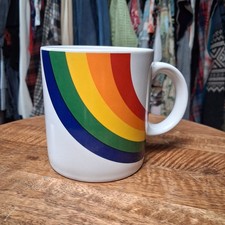 Vintage 80s Rainbow Coffee Mug Pride Collectible Novelty Cup FTDA picture