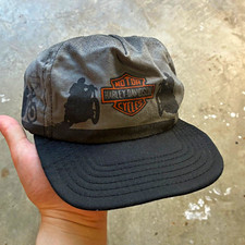Grey Vintage 80s Y2K  Faded Harley Davidson AOP Painters Hat Made in USA picture