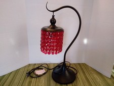 Lamp Art Deco Bedside Boudoir Table Lamp Hanging Crystals 18