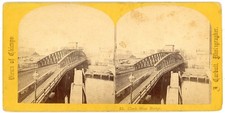 CHICAGO STEREOVIEW - Clark Street Bridge - John Carbutt 1860s EARLY picture