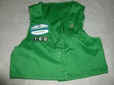 Vintage  Girl Scouts Vest Green  Handmade Columbine  Pins Patch M Medium picture