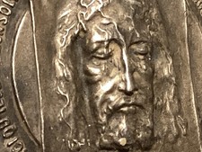 Antique Religious Medal Holy Face Shroud Turin by Rasumny c 1910 Christ picture