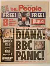 1995 Princess Diana BBC Panic People Newspaper 11/19/95 Beatles Insert picture