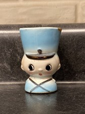 Adorable Kitschy Vintage Anthropomorphic Blue Ceramic Solider Egg Cup Holder~ picture