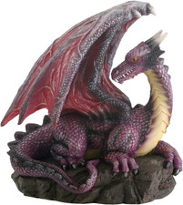 Purple Dragon on Rock Fantasy Figurine picture