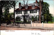 Vintage Langdon Residence Portsmouth NH Antique Postcard 1908 picture