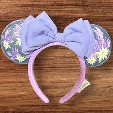 Disney Parks French Lavender Floral Purple Flowers Minnie Ears Bow Headband picture