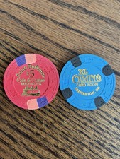 Lot of (2) Rare and Obsolete $5 Casino Chips from Washington State picture