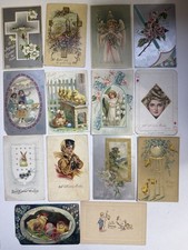 Lot 14 Antique Easter Postcards 1908-1910s Embossed Chicks Rabbits Angels picture