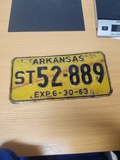 Vintage 1963 Arkansas License Plate St 52-889 picture