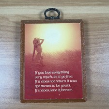 Vintage Paula's Impressions Wood Plaque 1978 Woman Field Love 4.5x3.5 picture
