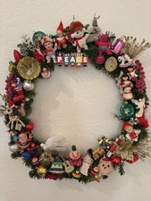 Vintage Ornament Christmas Wreath Handmade Original HUGE 24x24 picture