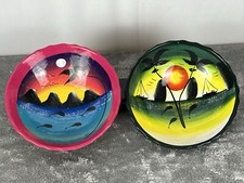 Vintage Hand Painted Mexican Folk Art Pottery Bowls picture