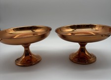 Vintage Coppercraft Guild Solid Copper Pedestal Bowl Dish Set Of 2  **read picture