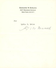 BERNARD M. BARUCH - TYPED INSCRIPTION SIGNED picture