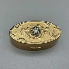 Max Factor Vintage 1950s Hi-Society Lipstick Compact Gold Tone Case Mirror 2.5in picture