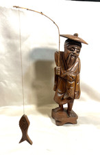 Vintage Hand Carved Chinese Fisherman 12