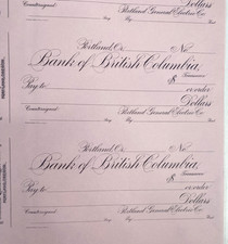 1890s PORTLAND GENERAL ELECTRIC four Oregon bank checks BANK OF BRITISH COLUMBIA picture