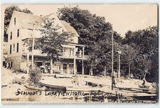 Antique RPPC Schmidt's Lakeview Hotel FOX LAKE Antioch IL 1910s Lake County Rare picture