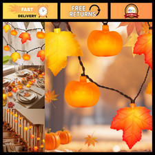 Fall String Lights - 8.5Ft LED Maple Leaf Pumpkin Lights String, 3D Leaves Pumpk picture